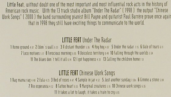 Little Feat: Under The Radar/Chinese Work Song, CMC/SPV(), D,BoxSet, 1998 - 2CD - 94186 - 12,50 Euro