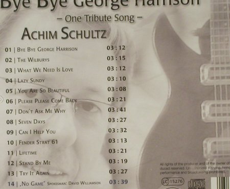 Schultz,Achim: Bye Bye George Harrison, FS-New, AS(), ,  - CD - 94561 - 11,50 Euro