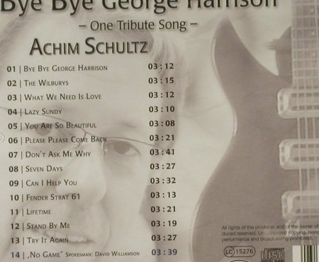 Schultz,Achim: Bye Bye George Harrison, FS-New, AS,  Typ: CD Best.-Nr.: 94561 Preis: 11,50 Euro