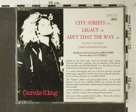 King,Carole: City Streets+2, Capitol (CDCL 529), UK, 1989 Typ: CD5" Best.-Nr.: 94976 Preis: 4,00 Euro