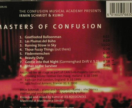 Schmidt,Irmin&Kumo: Masters of Confusion, Spoon (45), D, 2000 Typ: CD Best.-Nr.: 95070 Preis: 10,00 Euro