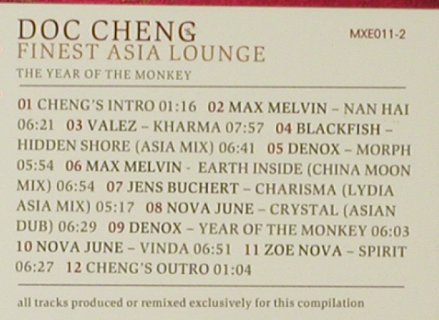 V.A.Doc Cheng:Finest Asia Lounge: The Year Of The Monkey,12 Tr., Digi, Maxelect(), D, 2004 - CD - 95195 - 10,00 Euro