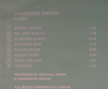 Tangerine Dream: Thief, Virgin(CDV 2198), D, 1981 - CD - 95534 - 11,50 Euro