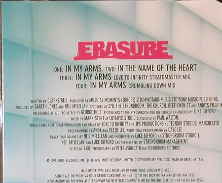 Erasure: In My Arms*3+1, Mute, NL, 1997 Typ: CD5" Best.-Nr.: 95543 Preis: 4,00 Euro