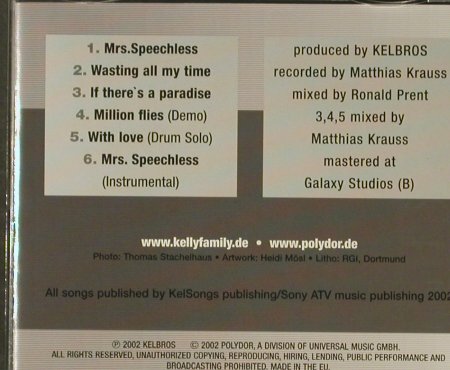 Kelly Family: Mrs.Speechless, 6 Tr., Polyd. (065 851), D, 2002 Typ: CD5" Best.-Nr.: 95556 Preis: 4,00 Euro
