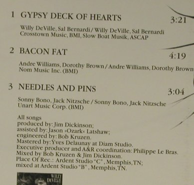 de Ville,Willy: Gypsy Deck Of Hearts+2, EW, D, 1999 Typ: CD5" Best.-Nr.: 95785 Preis: 3,00 Euro