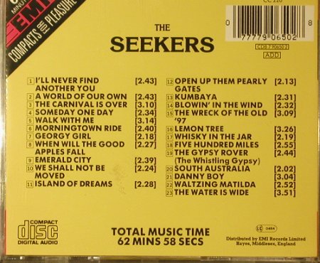 Seekers: Same, 23 Tr, EMI, UK, 1989 Typ: CD Best.-Nr.: 96010 Preis: 10,00 Euro
