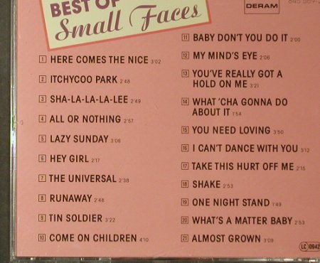 Small Faces: Best Of, 21 Tr., Deram (845 569-2), D Typ: CD Best.-Nr.: 96011 Preis: 10,00 Euro