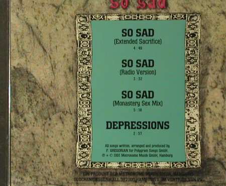 Gregorian: So Sad*3+1, Metronome (8979 523-2), D, 1991 Typ: CD5" Best.-Nr.: 96175 Preis: 2,50 Euro