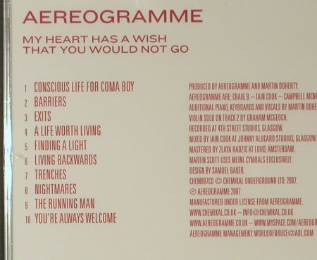 Aereogramme: My Heart Has a Wish That.., FS-New, Chemikal Underground (CHEM097cd), , 2007 Typ: CD Best.-Nr.: 96338 Preis: 10,00 Euro