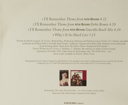 Madonna: I'll Remember*3+1 (With Honors), Sire(9362-41453-2), D, 1994 - CD5inch - 96433 - 3,00 Euro