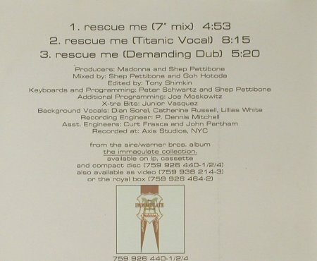 Madonna: Rescue me*3, Sire(9362-40034-2), D, 1991 - CD5inch - 96440 - 4,00 Euro