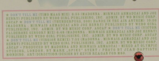 Madonna: Don't Tell Me*4, Maverick(9362 14977-2), D, 2000 - CD5inch - 96441 - 14,00 Euro