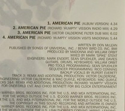 Madonna: American Pie*4, Maverick(), D, 2000 - CD5inch - 96444 - 3,00 Euro