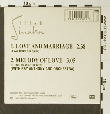 Sinatra,Frank: Love & Marriage/Melodie of Love, Capitol, NL,Digi, 1955 Typ: CD5" Best.-Nr.: 96493 Preis: 4,00 Euro