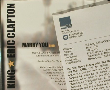 King,B.B. & Eric Clapton: Marry You, Promo,1 Tr., WEA (PR 02131), D, 2000 Typ: CD5" Best.-Nr.: 96651 Preis: 7,50 Euro