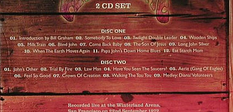 Jefferson Airplane: Last Flight, Charly (SNAD 555 cd), UK, 2007 Typ: 2CD Best.-Nr.: 96775 Preis: 10,00 Euro