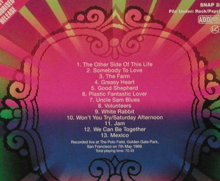 Jefferson Airplane: At Golden Gate Park, Digi, Charly (SNAP 283 cd), UK, 2006 Typ: CD Best.-Nr.: 96776 Preis: 7,50 Euro