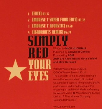 Simply Red: Your Eyes*4, Warner, D, 99 Typ: CD5" Best.-Nr.: 96819 Preis: 4,00 Euro