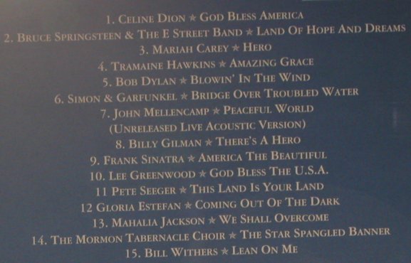 V.A.God Bless America: Celine Dion...Bill Withers,15 Tr., Sony, , 01 Typ: CD Best.-Nr.: 96974 Preis: 5,00 Euro