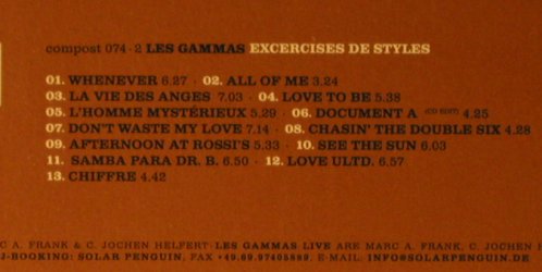 Les Gammas: Exercices de Styles, Digi, Compost (074-2), EEC Typ: CD Best.-Nr.: 97659 Preis: 10,00 Euro