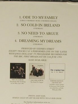 Cranberries: Ode To My Family+3, Island, EU, 1994 Typ: CD5" Best.-Nr.: 98762 Preis: 2,50 Euro
