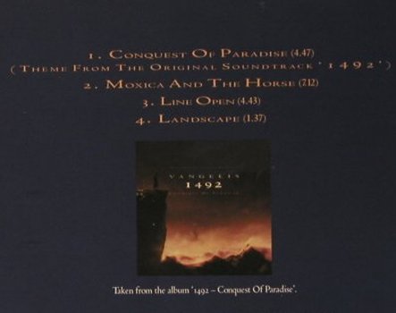 Vangelis: Conquest Of Paradise+3, EW(YZ704CD), D, 1992 - CD5inch - 98767 - 2,50 Euro