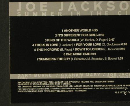 Jackson,Joe/Maby/Burge: Summer in the City,7Tr., Digi, Sony(), Promo, 2000 - CD - 99215 - 5,00 Euro
