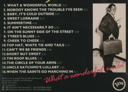 Armstrong,Louis: Satchmo-What A Wonderful World, Verve(837 786-2), D, 1988 - CD - 80224 - 5,00 Euro