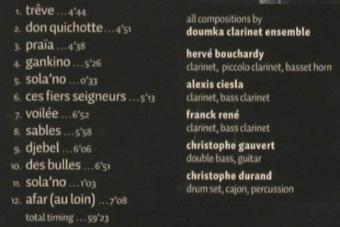 Doumka Clarinet Ensemble: Afar, Digi, FS-New, Enja(ENJ-9569-2), D, 2011 - CD - 80755 - 10,00 Euro