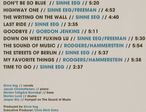 Eeg,Sinne: Don't Be So Blue, Digi, FS-New, Red Dot Music (RDM 010), EU, 2010 Typ: CD Best.-Nr.: 80773 Preis: 10,00 Euro