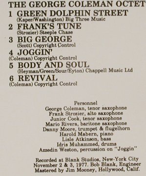 Coleman,George - Octet: Big George (1980), Theresa(THJ 82032), F, 1989 - CD - 81133 - 7,50 Euro