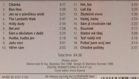 Dvorsky,R.A.: 20x R.A.Dvorsky & Melody Boys, Ultraphone (SU 5127-2 301), CZ, 1996 Typ: CD Best.-Nr.: 82009 Preis: 10,00 Euro