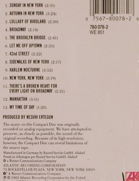 Torme,Mel: Songs of New York, Atlantic (780078-2), D, 1983 Typ: CD Best.-Nr.: 82137 Preis: 7,50 Euro