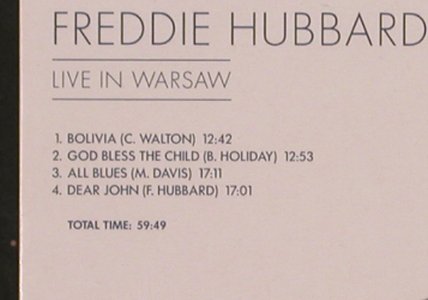 Hubbard,Freddie: Live In Warsaw, 4 Tr., FS-New, TIM, D, 2001 Typ: CD Best.-Nr.: 82178 Preis: 4,00 Euro