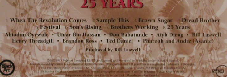 Abiodun Oyewole: 25 years,(prod.Bill Laswell ), Ryko(RCD 10335), US, 1995 - CD - 82352 - 10,00 Euro