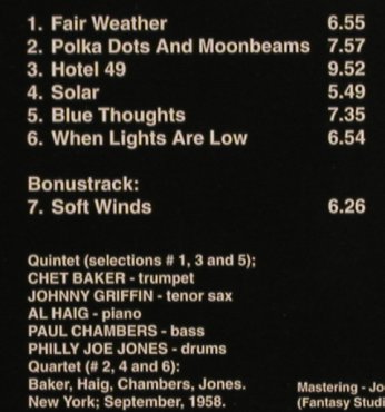 Baker,Chet: In New York '58, Digi, Riverside(OJC20 207-2), D,  - CD - 82360 - 7,50 Euro