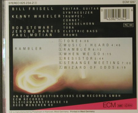 Frisell,Bill: Rambler, ECM 1287 (825 234-2), D, 1985 Typ: CD Best.-Nr.: 82377 Preis: 7,50 Euro