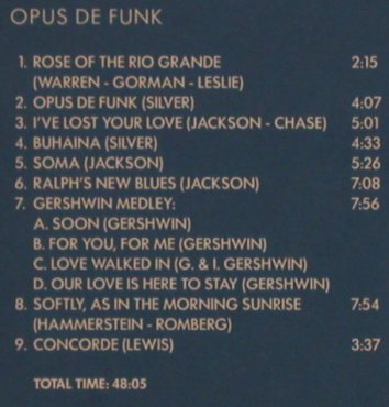 Jackson,Milt & the Modern Jazz Q.: Opus de Funk, Past Perfect, , 2002 Typ: CD Best.-Nr.: 82401 Preis: 5,00 Euro