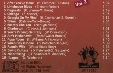 Reinhardt,Django: Et le Quintette d.hot Club d.France, Jazz World(JW 77019/20), Vol 1 & 2, 1988 - CDx2 - 82450 - 7,50 Euro