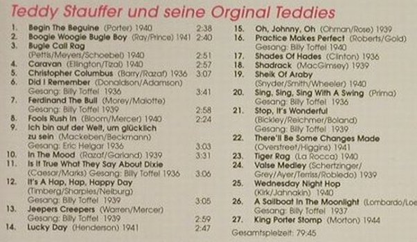 Stauffer,Teddy & Original Teddies: Die gr. Deutschen Tanzorchester, Membran, D,Digi, 2005 Typ: CD Best.-Nr.: 82456 Preis: 7,50 Euro