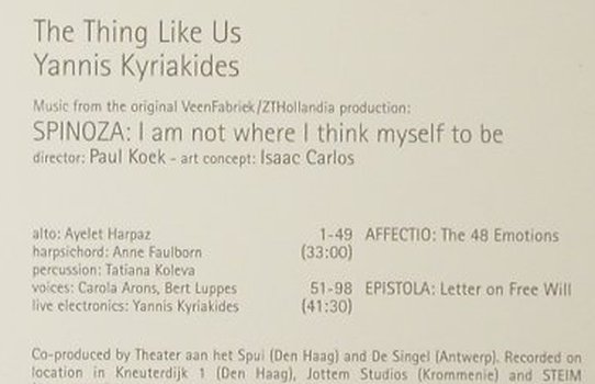 Yannis Kyriakides: Spinoza, Digi, Unsounds(09), NL, 2006 - CD - 82458 - 11,50 Euro