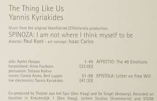 Yannis Kyriakides: Spinoza, Digi, Unsounds (09), NL, 2006 Typ: CD Best.-Nr.: 82458 Preis: 11,50 Euro