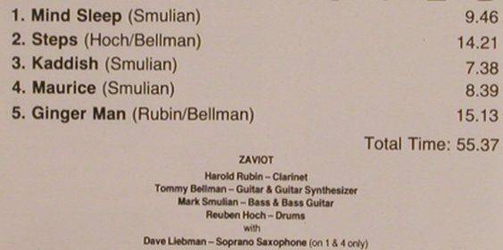 Zaviot with Dave Liebman: Unexpected, Jazzis Rec (1005), Israel, 1988 Typ: CD Best.-Nr.: 82459 Preis: 11,50 Euro