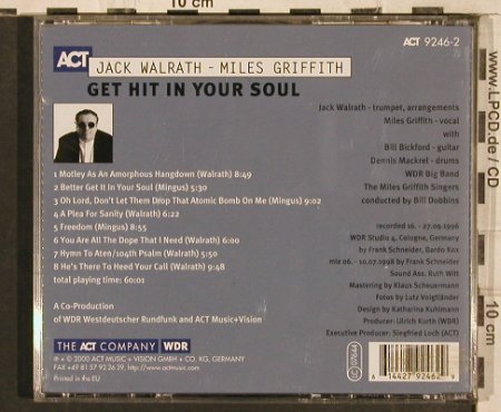 Walrath,Jack / Miles Griffith: Get Hit In Your Soul, Act / WDR (9246-2), EEC, 2000 Typ: CD Best.-Nr.: 83400 Preis: 5,00 Euro