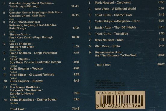 V.A.Breaking The Barriers of: World Music,21 Tr., CMP, D, 1997 Typ: 2CD Best.-Nr.: 84107 Preis: 7,50 Euro