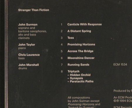 Surman Quartet,John: Stranger Than Fiction, ECM (1534), D, 1994 Typ: CD Best.-Nr.: 84440 Preis: 7,50 Euro