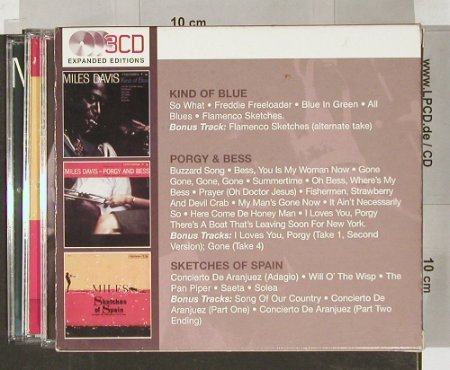 Davis,Miles: Kind Of Blue/Porgy&Bess/Sketches oS, Columbia, Box Set, 2002 Typ: 3CD Best.-Nr.: 91019 Preis: 12,50 Euro