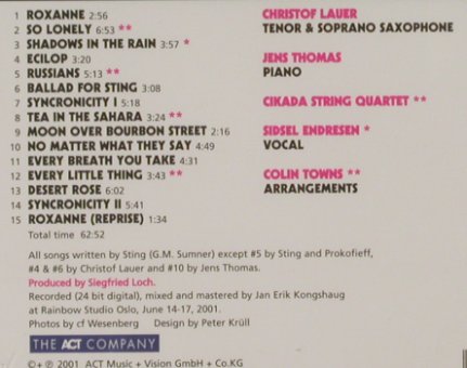 Lauer,Christof: Shadows in the Night, Digi, FS-New, Act(ACT 9297-2), D, 2001 - CD - 92605 - 9,00 Euro