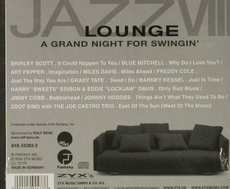 V.A.Jazz Lounge: Vol.8, Digi, FS-New, ZYX, D, 2004 Typ: CD Best.-Nr.: 92790 Preis: 7,50 Euro